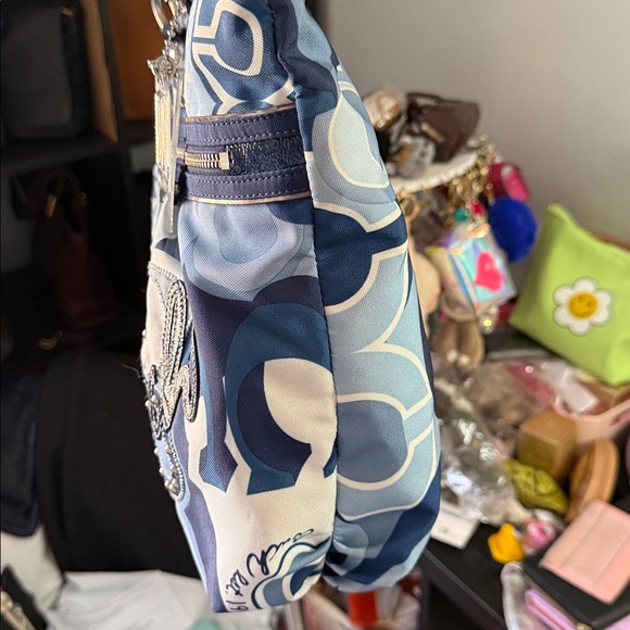 COACH Poppy Signature Pop C Blue Denim Appliqué Large Glam Limited Edition Tote - Picture 8 of 12